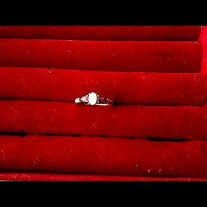 Sterling silver opal and garnet ring
